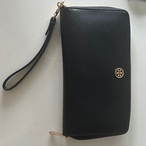 Tory Burch Black Wristlet with Gold Accent